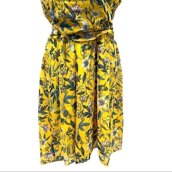 sam Edelman Yellow Retro Floral Printed Flowy Mini Dress Sz M - Picture 5 of 15